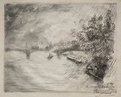 Utsikt över bron i Saint-Pères, 1877. av Felix Bracquemond