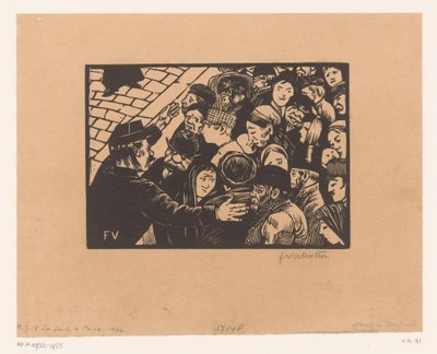 Polisen stoppar en folkmassa La foule i Paris av Felix Edouard Vallotton