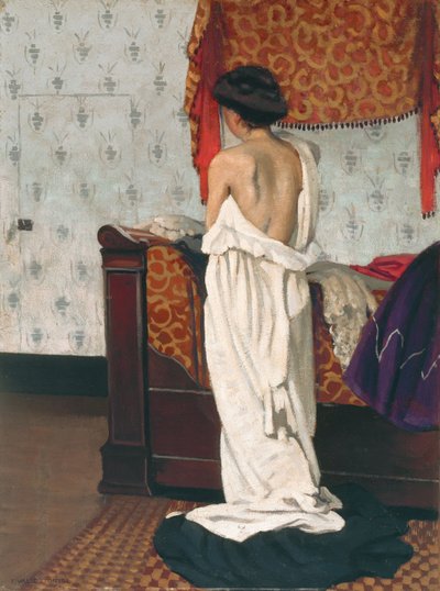 Baksida av en naken kvinna i en interiör av Felix Edouard Vallotton