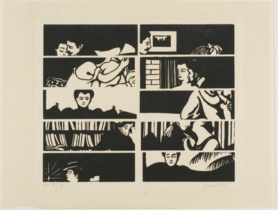Annulleringsblad, fragment av tio träblock från Intimacies av Felix Edouard Vallotton