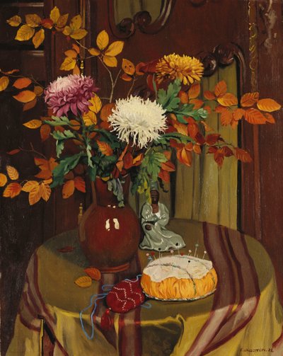 Krysantemum och höstblad; Krysantemum och höstlöv, 1922 av Felix Edouard Vallotton
