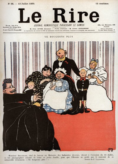 Omslag till tidningen "" Le Rire"", nr 36, 13 juli 1895: "" Låt oss inte flytta längre" av Felix Edouard Vallotton