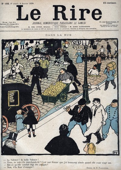 På gatan - Omslag till tidningen "" Le Rire"", av 6 januari 1898 teckning av Felix Vallotton av Felix Edouard Vallotton