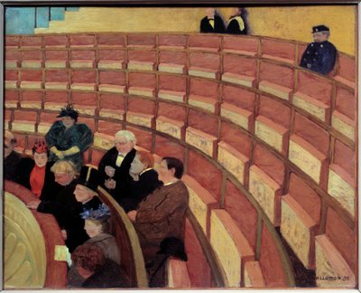 Det tredje galleriet på Theatre du Chatelet Målning av Felix Vallotton (1865-1925) (ec.suiss.) 1895 Sön. 0,49x0,61 m Paris, musee d