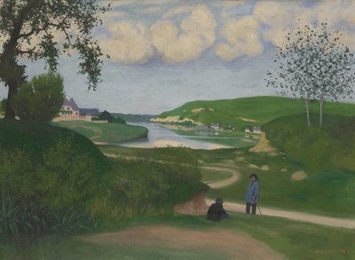 Landskap med flod och två figurer av Felix Edouard Vallotton