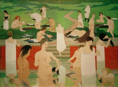 Badet på sommarkvällen av Felix Edouard Vallotton