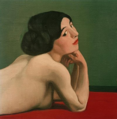 Naken liggande vid röda mattan av Felix Edouard Vallotton