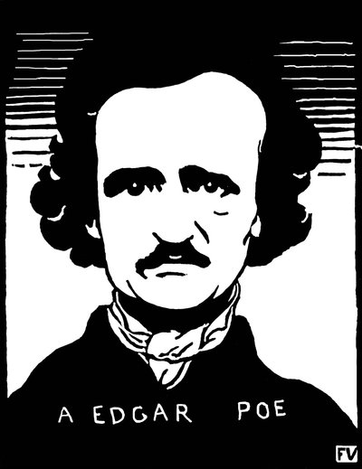 Porträtt av Edgar Allan Poe (1809-1849). Målning av Felix Edouard Vallotton (1865-1925) av Felix Edouard Vallotton