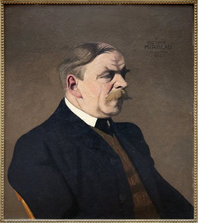 Porträtt av Octave Mirbeau (1848-1917), författare, fransk journalist, Oljemålning av Felix Vallotton (1865-1925), avrättad 1902. Fotografi, KIM Youngtae, Grenoble, Musee de Grenoble. av Felix Edouard Vallotton