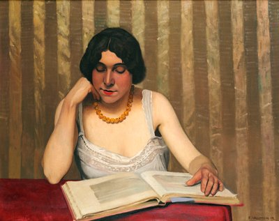 Läsare med ett gult halsband, 1912 av Felix Edouard Vallotton