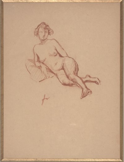 Liggande naken kvinna (röd krita på papper) av Felix Edouard Vallotton