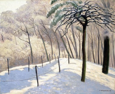 Snöigt landskap i Bois de Boulogne; Snölandskap i Bois de Boulogne, 1905 av Felix Edouard Vallotton