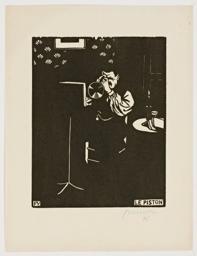 Kornetten, från serien "Musikinstrument", 1896-97 av Felix Edouard Vallotton