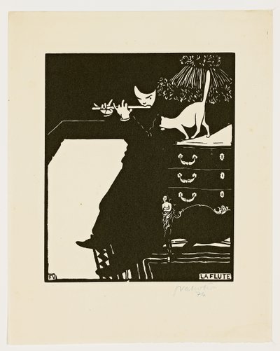 Flöjten, ur serien "Musikinstrument", 1896-97 av Felix Edouard Vallotton