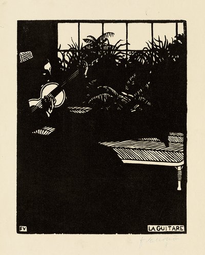 Gitarren, från serien "Musikinstrument", V, 1897 av Felix Edouard Vallotton