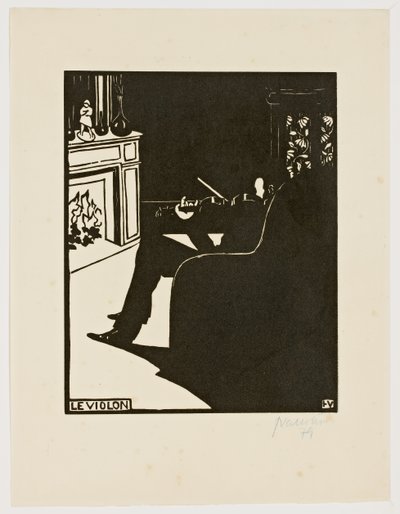 Violinen, ur serien "Musikinstrument", 1896-97 av Felix Edouard Vallotton