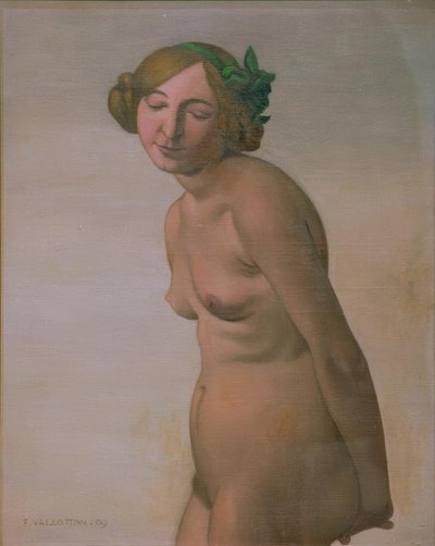 Kvinna naken med en grön hårrosett av Felix Edouard Vallotton
