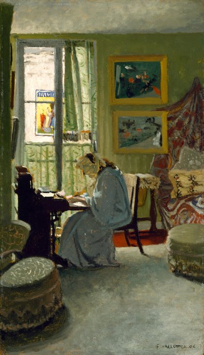 Kvinna som skriver i en interiör, 1904 av Felix Edouard Vallotton