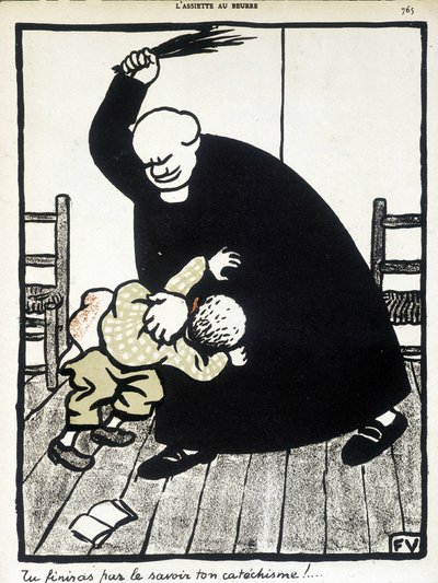 Du kommer att få reda på din katekes. - "The Christian School" av Félix Vallotton, i "L