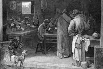 Refektorium i ett buddhistiskt kloster av Felix Elie Regamey