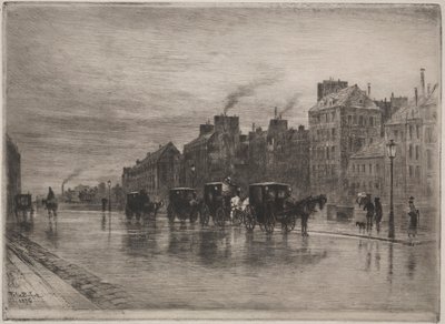 En vintermorgon på Quai de LHotel-Dieu, 1876. av Felix Hilaire Buhot