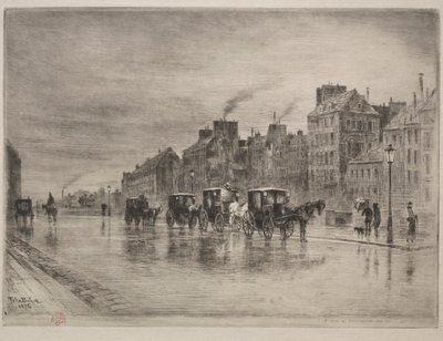 En vintermorgon på Quai de lHôtel-Dieu, 1876. av Felix Hilaire Buhot