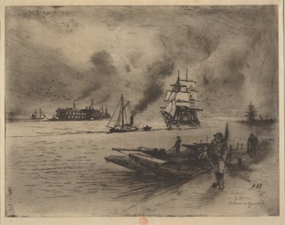 Gravesends omgivning, 1883. av Felix Hilaire Buhot