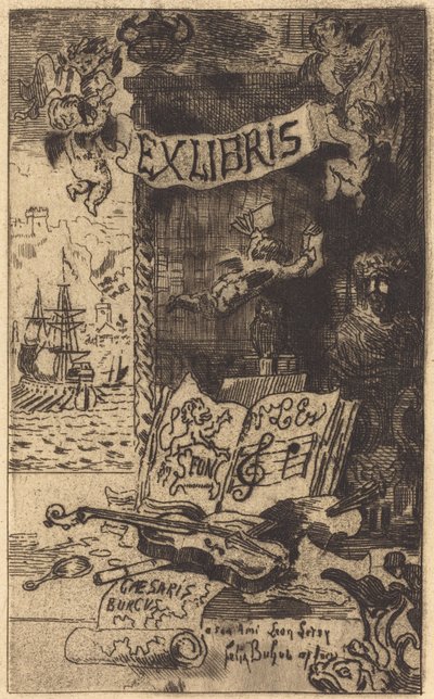 Ex-libris av Léon Lerey Ex-libris av Leon Lerey, 18751877. av Felix Hilaire Buhot