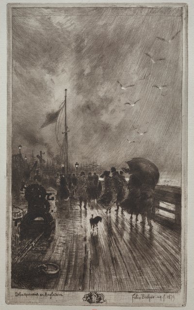 Landning i England, 1879. av Felix Hilaire Buhot