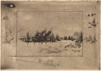 Hamn med måsar av Felix Hilaire Buhot