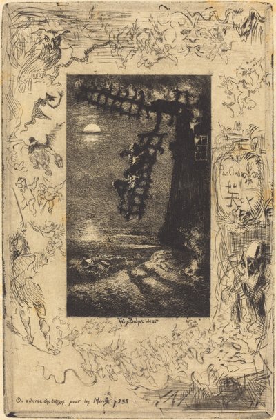 De tänder ljus för de döda, 1878. av Felix Hilaire Buhot