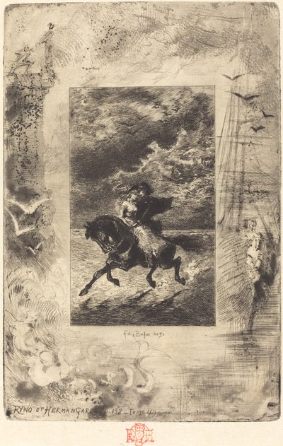 Ryno och Hermangarde av Felix Hilaire Buhot