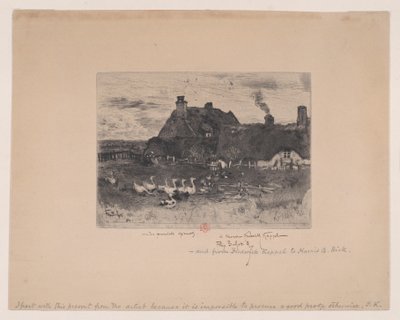 Små stugor med halmtak Les Petites Chaumières, 1878. av Felix Hilaire Buhot
