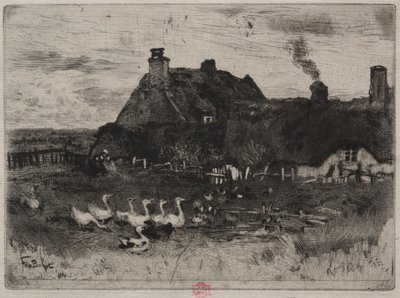 De små stugorna med halmtak, 1878. av Felix Hilaire Buhot