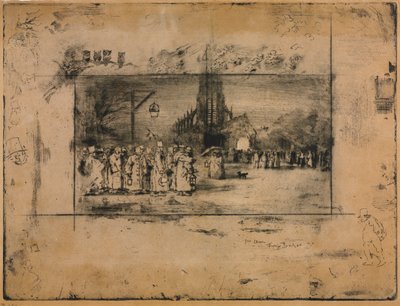 Midnattsmässan, 1887. av Felix Hilaire Buhot