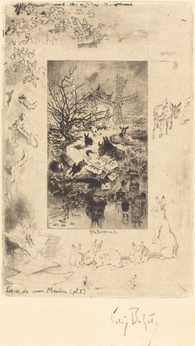 Titelblad för brev från min bruk, ca. 1885. av Felix Hilaire Buhot