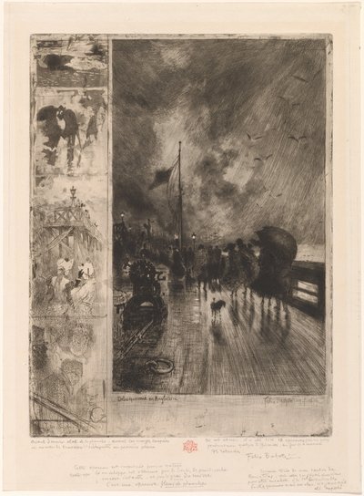 En landning i England, Landning i England 1879. av Felix Hilaire Buhot