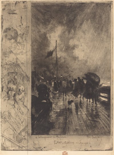 En landning i England Landning i England, 1879. av Felix Hilaire Buhot