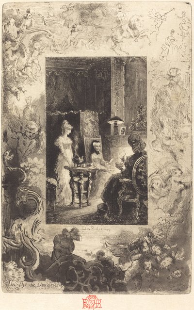 En änkares Tea Party, 18791880. av Felix Hilaire Buhot