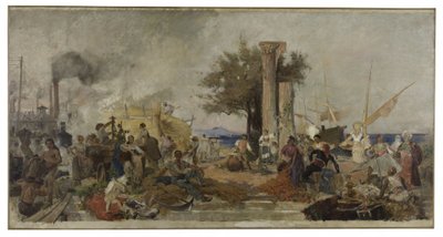 Skizze für die Kuppel der Pariser Handelsbörse: Handelsaktivität in Europa, ca. 1889 von Felix Hippolyte-Lucas