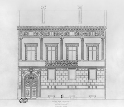 Hotel de Pourtales, fasad, 1850 av Felix Louis Jacques Duban