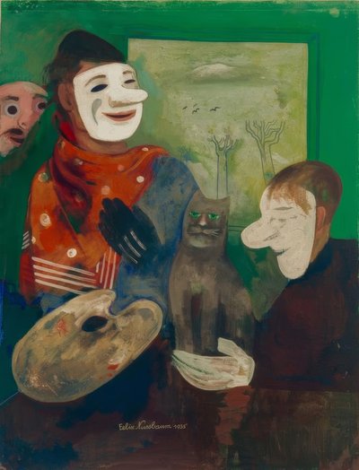Masker och katter (målare med mask och katt) av Felix Nussbaum