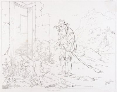 (Rip Van Winkle, illustration) Rip återvänder till sitt hus i ruiner av Felix Octavius Carr Darley
