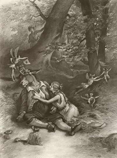 En midsommarnattsdröm. Akt IV, Scen I (gravyr) av Felix Octavius Carr Darley