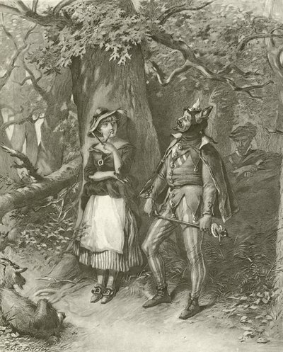 Som du gillar det. Akt III, Scen III (gravyr) av Felix Octavius Carr Darley