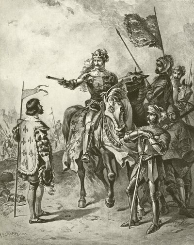 Kung Henrik femte V. Akt IV, scen VII (gravyr) av Felix Octavius Carr Darley