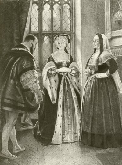 Kung Henrik VIII. Akt II, Scen III (gravyr) av Felix Octavius Carr Darley
