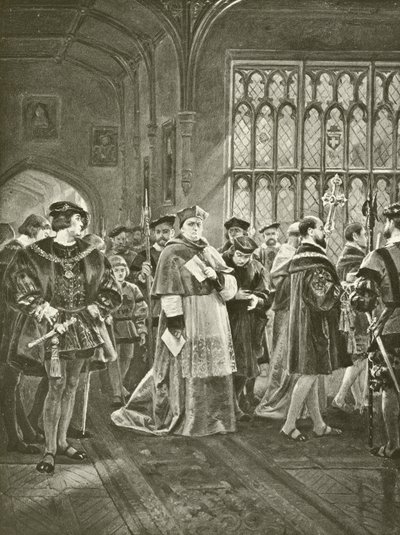 Kung Henrik VIII. Akt I, scen I (gravyr) av Felix Octavius Carr Darley