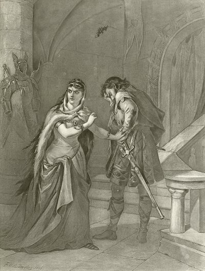 Macbeth. Akt II, scen II (gravyr) av Felix Octavius Carr Darley