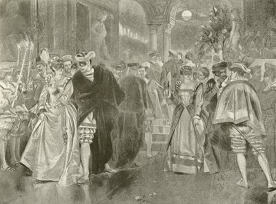 Mycket väsen för ingenting. Akt II, Scen I (gravyr) av Felix Octavius Carr Darley